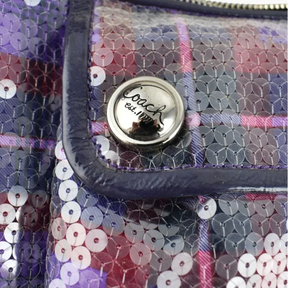 Coach Poppy Tartan Groovy Limited Ed Convertible Bag Y2K Purple+Red Sequins NWT - Picture 5 of 12